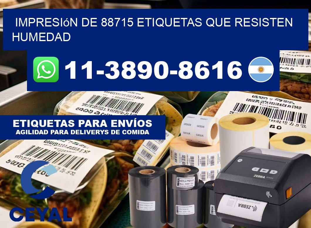 impresión de 88715 etiquetas que resisten humedad