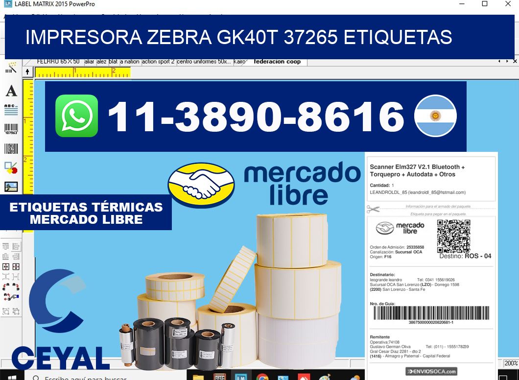 impresora zebra gk40t 37265 etiquetas