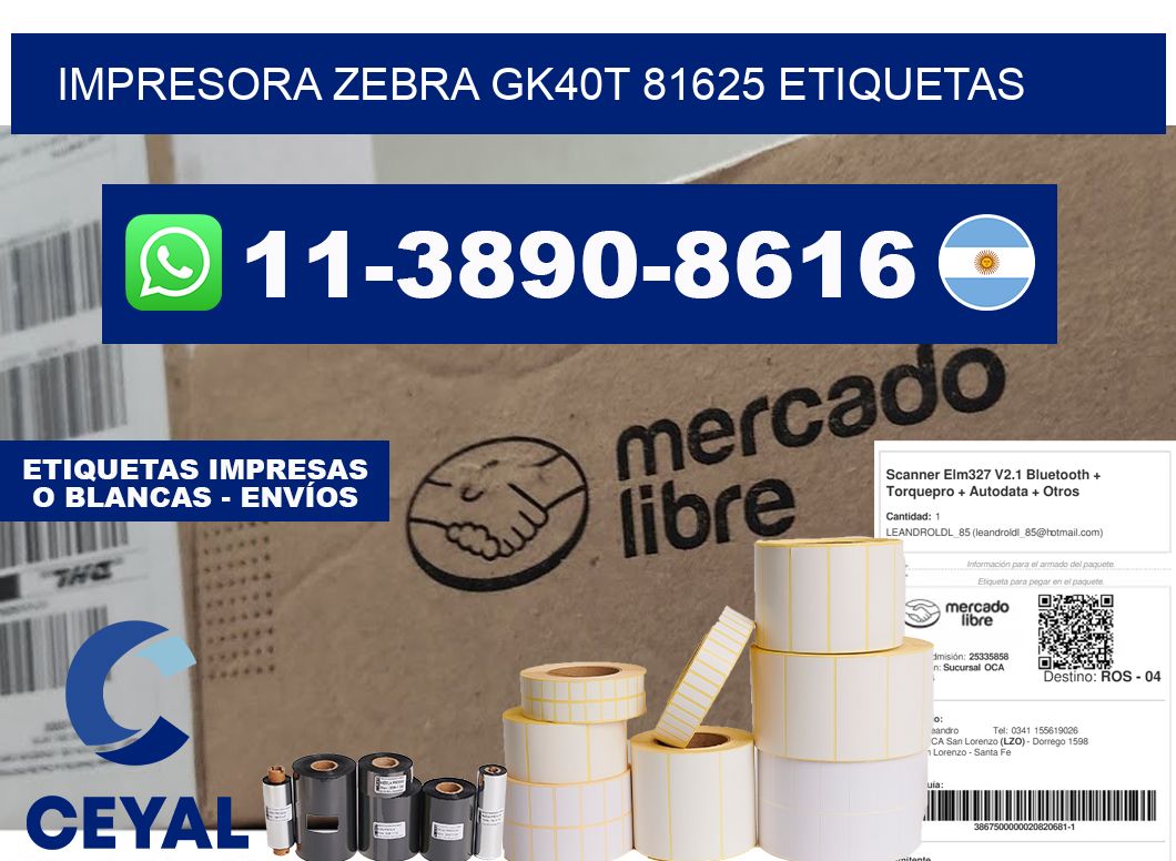 impresora zebra gk40t 81625 etiquetas