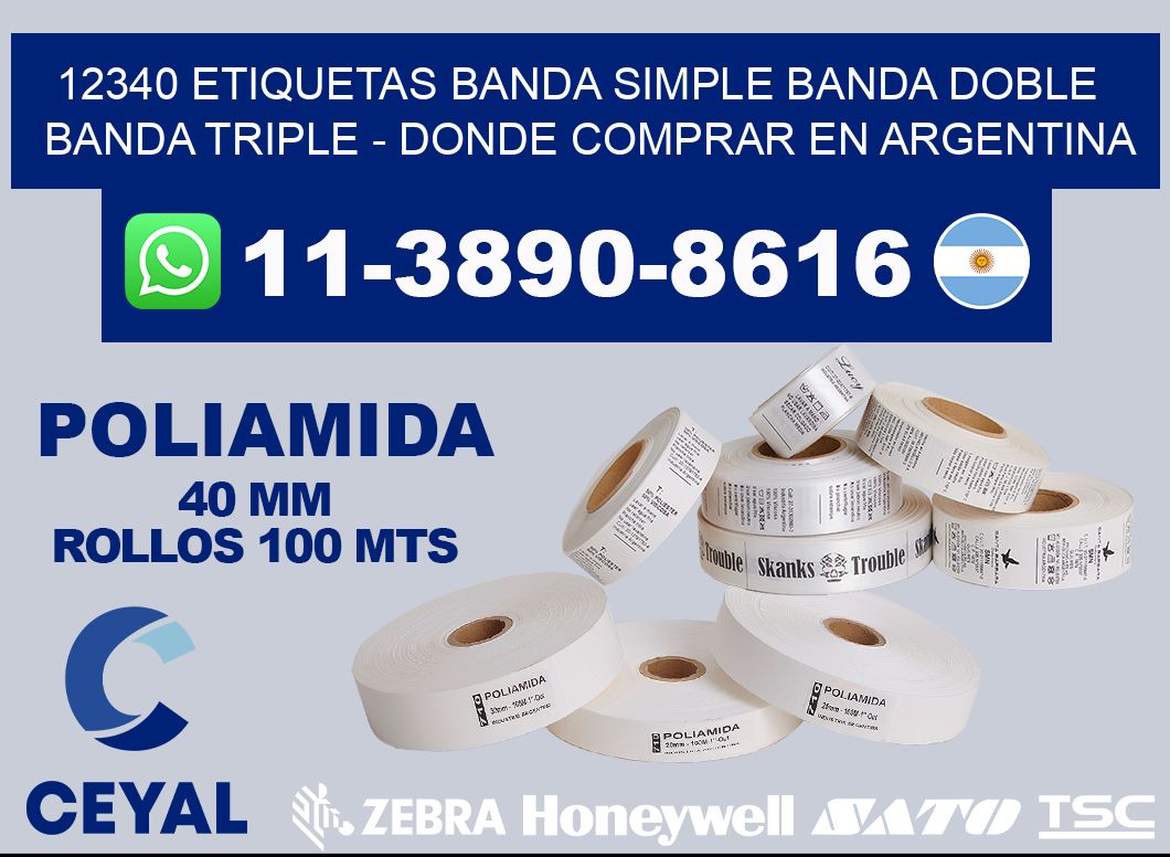 12340 etiquetas banda simple banda doble banda triple - Donde Comprar en Argentina