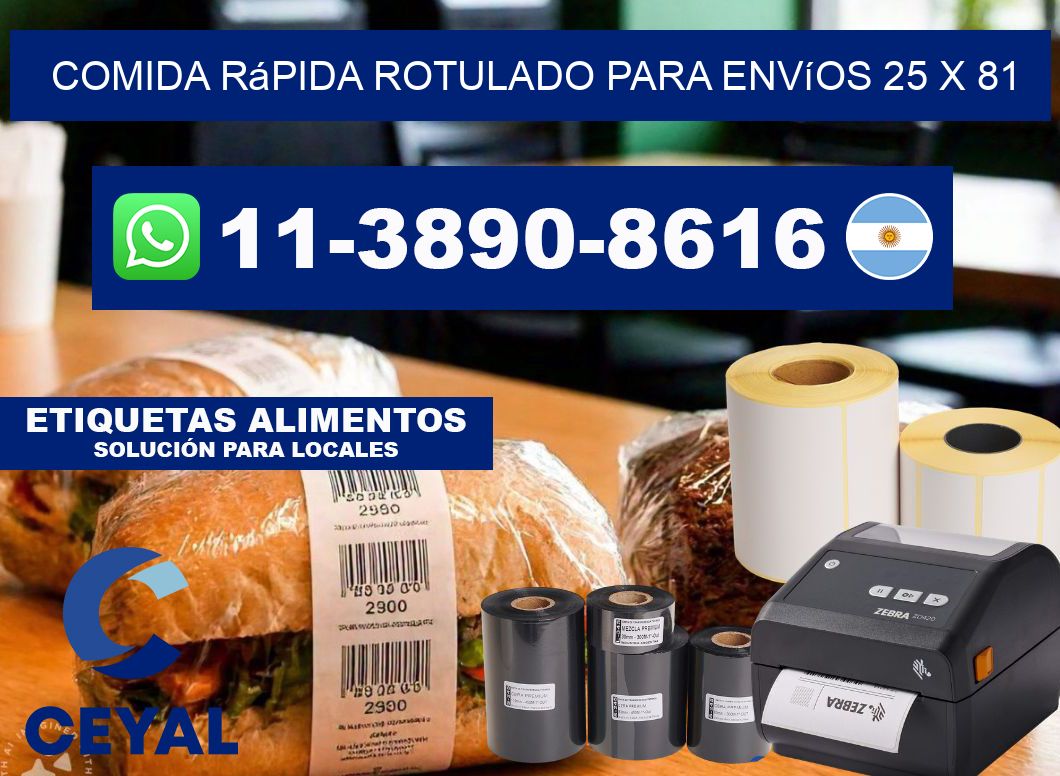 Comida rápida rotulado para envíos 25 x 81