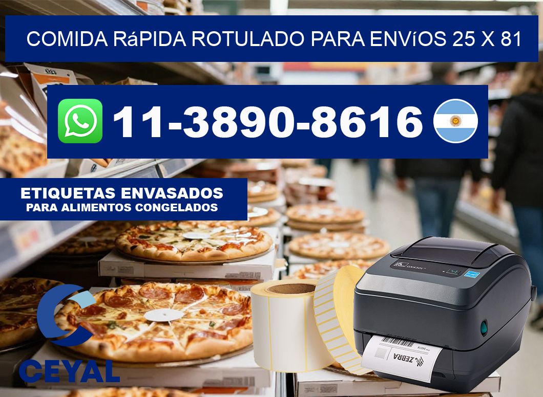 Comida rápida rotulado para envíos 25 x 81