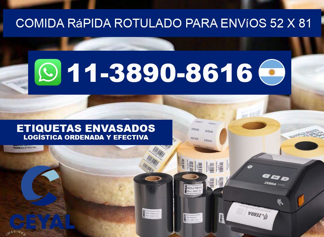 Comida rápida rotulado para envíos 52 x 81