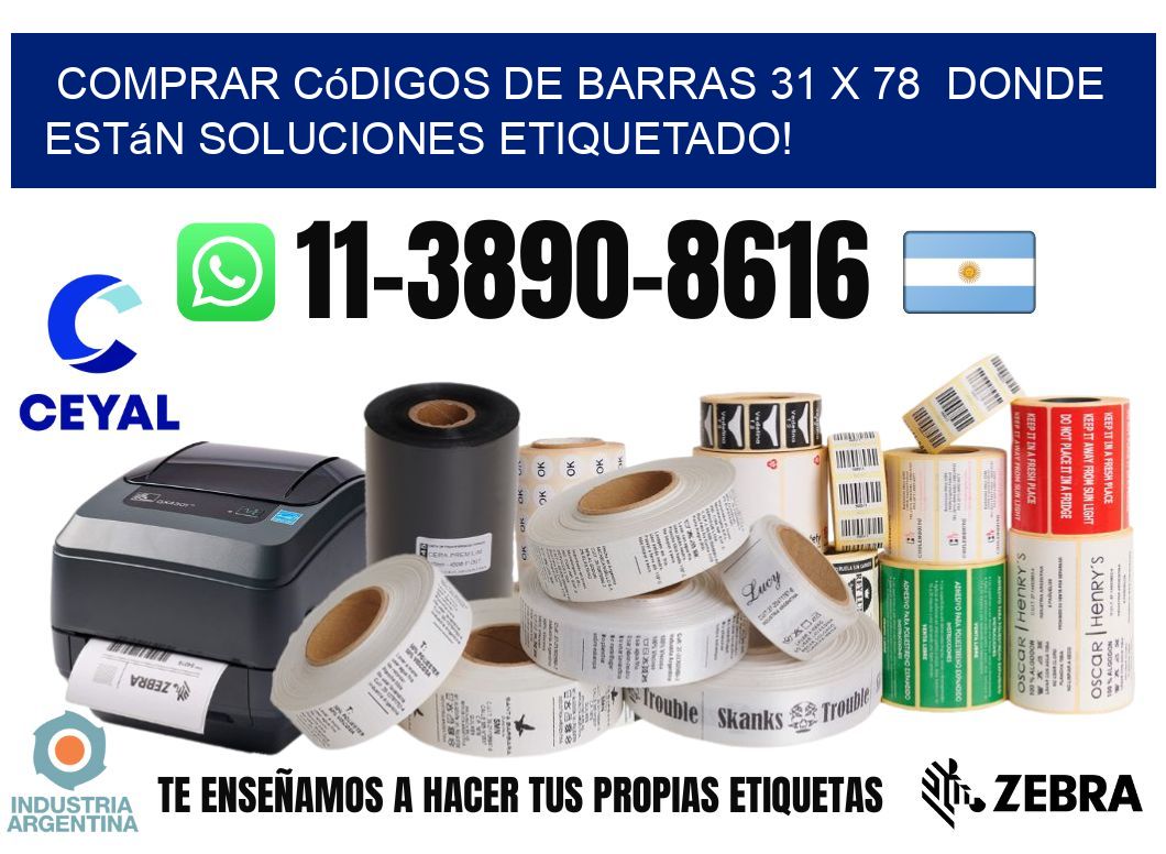 Comprar códigos de barras 31 x 78  donde están soluciones etiquetado!