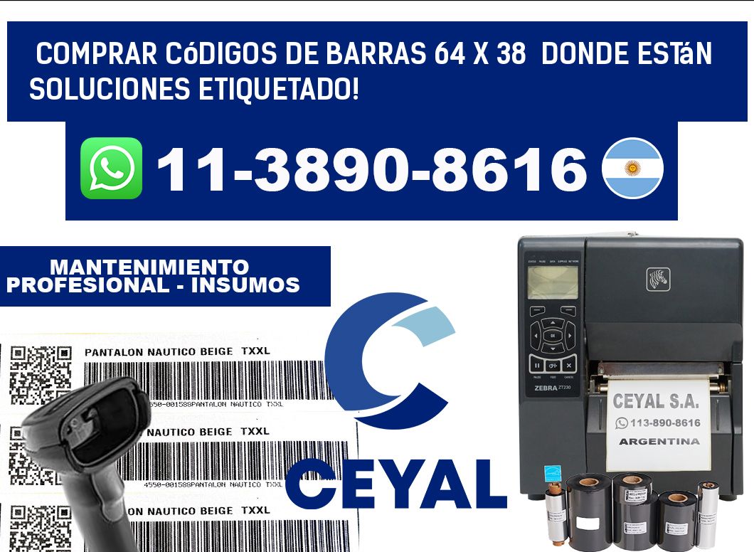 Comprar códigos de barras 64 x 38  donde están soluciones etiquetado!