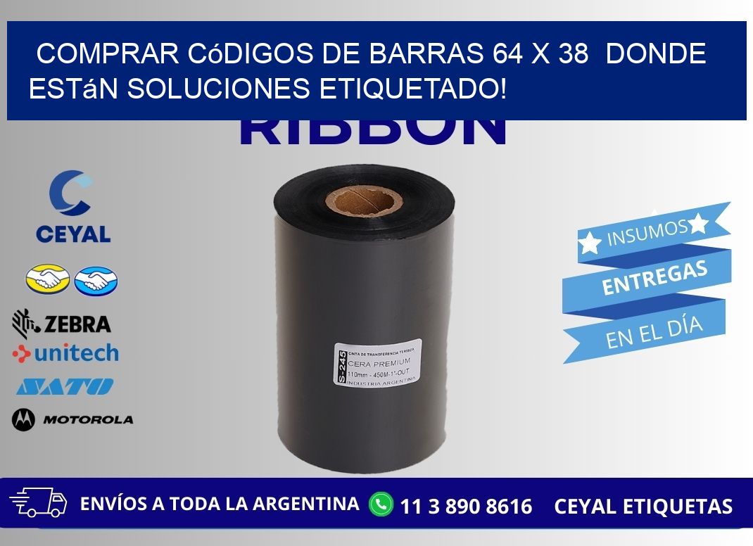 Comprar códigos de barras 64 x 38  donde están soluciones etiquetado!