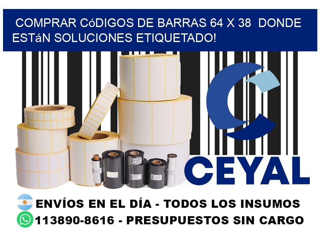 Comprar códigos de barras 64 x 38  donde están soluciones etiquetado!