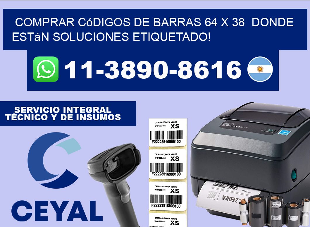 Comprar códigos de barras 64 x 38  donde están soluciones etiquetado!