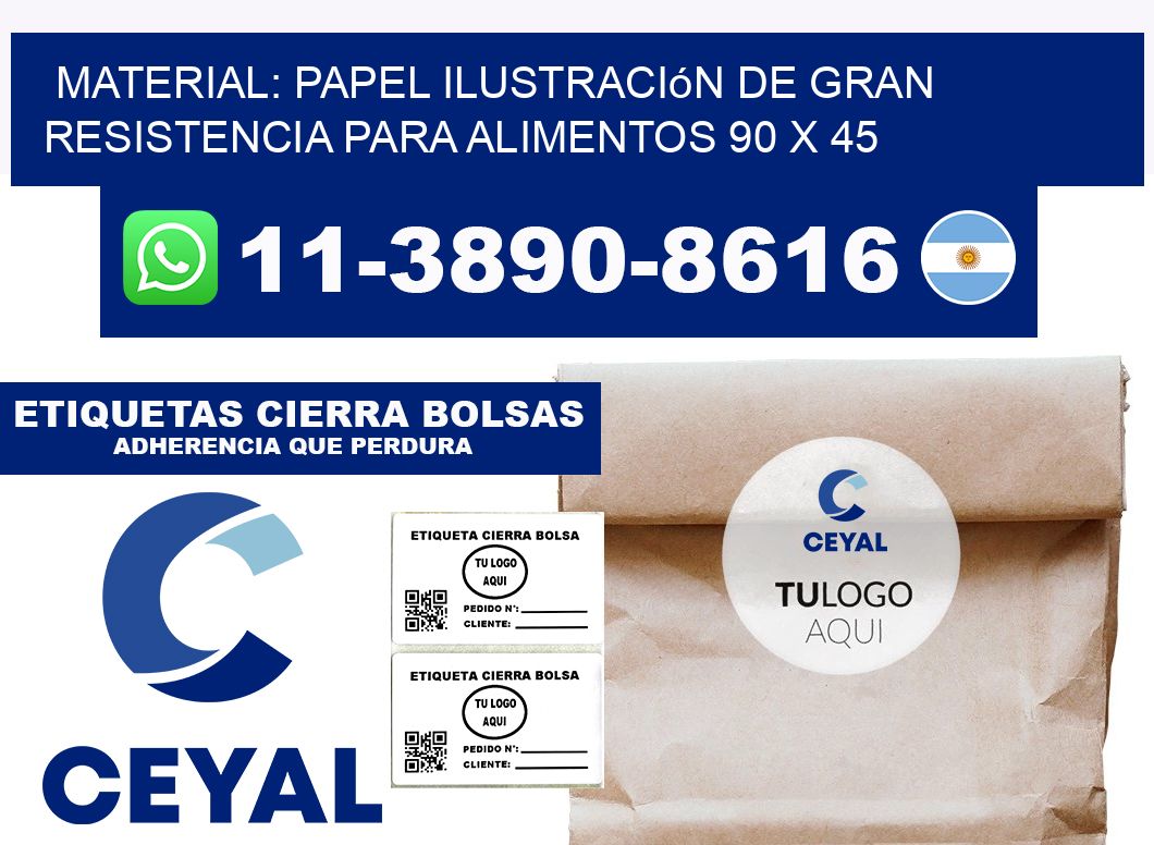 Material: papel ilustración de gran resistencia para alimentos 90 x 45