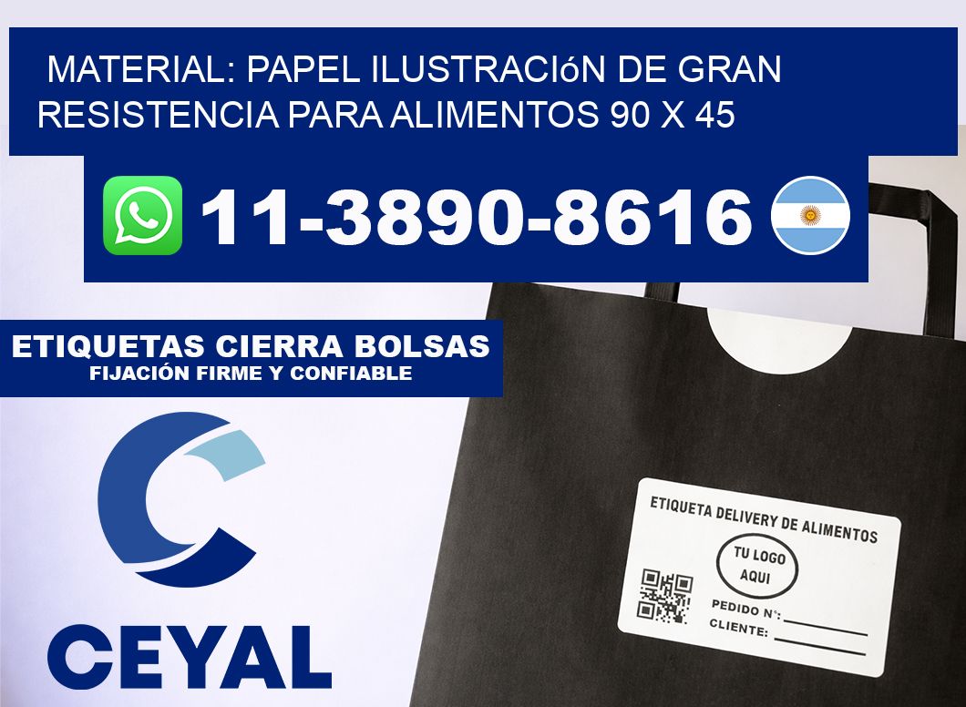 Material: papel ilustración de gran resistencia para alimentos 90 x 45