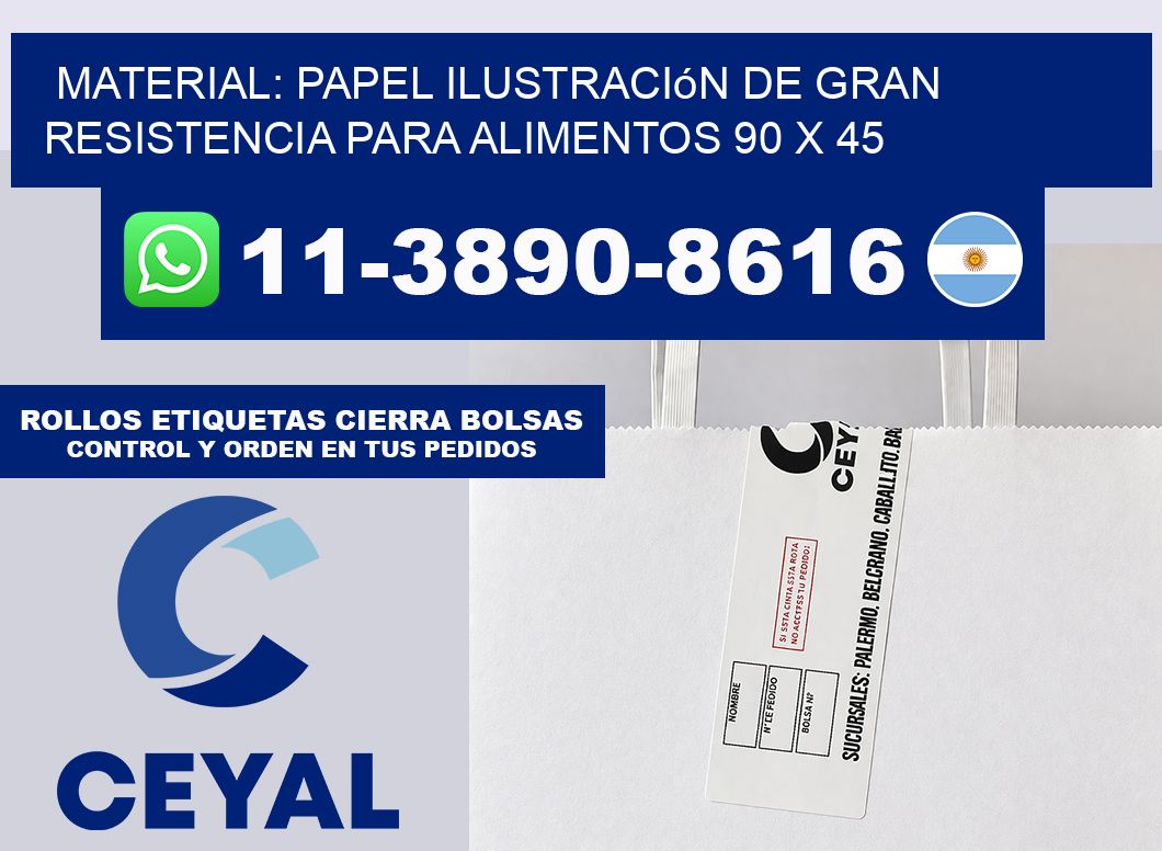 Material: papel ilustración de gran resistencia para alimentos 90 x 45