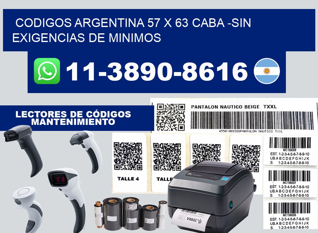 codigos Argentina 57 x 63 CABA -Sin exigencias de minimos