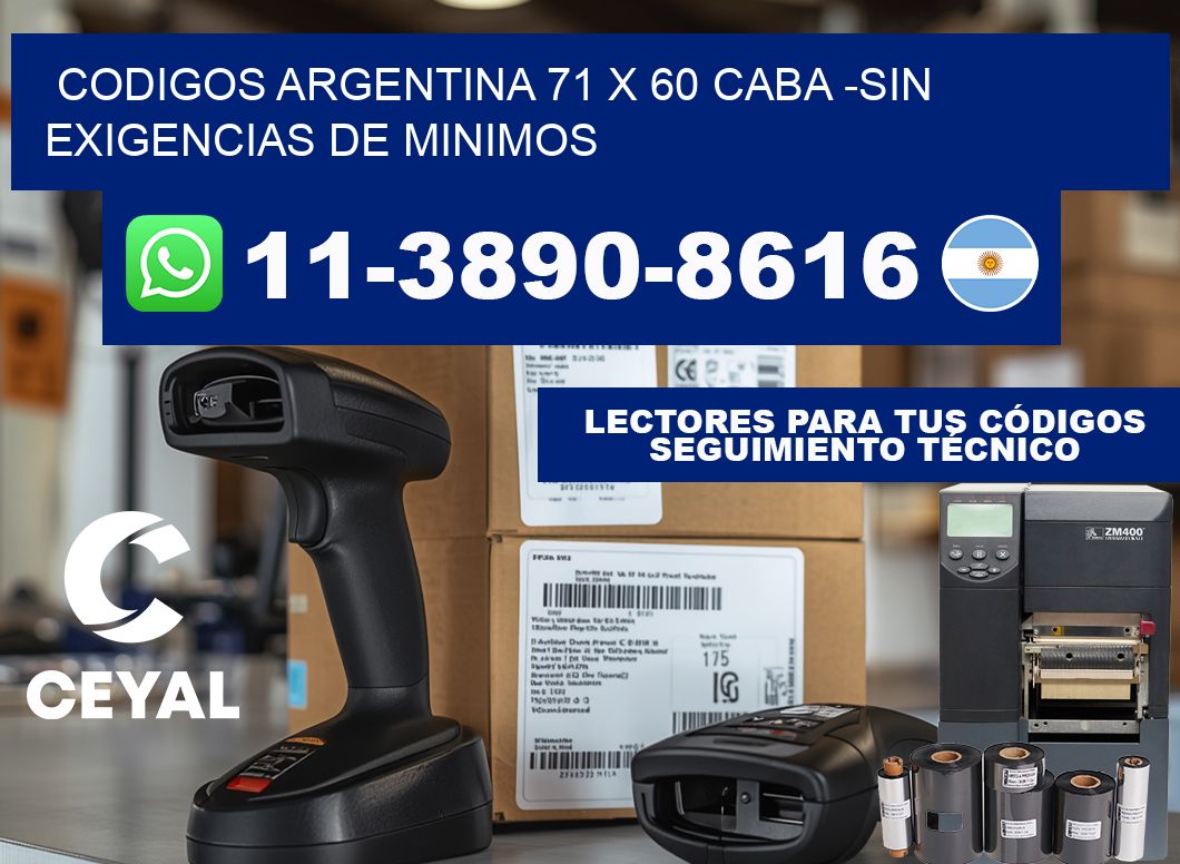 codigos Argentina 71 x 60 CABA -Sin exigencias de minimos