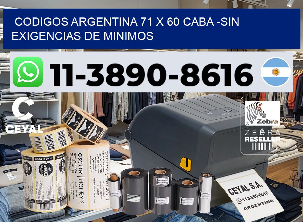 codigos Argentina 71 x 60 CABA -Sin exigencias de minimos