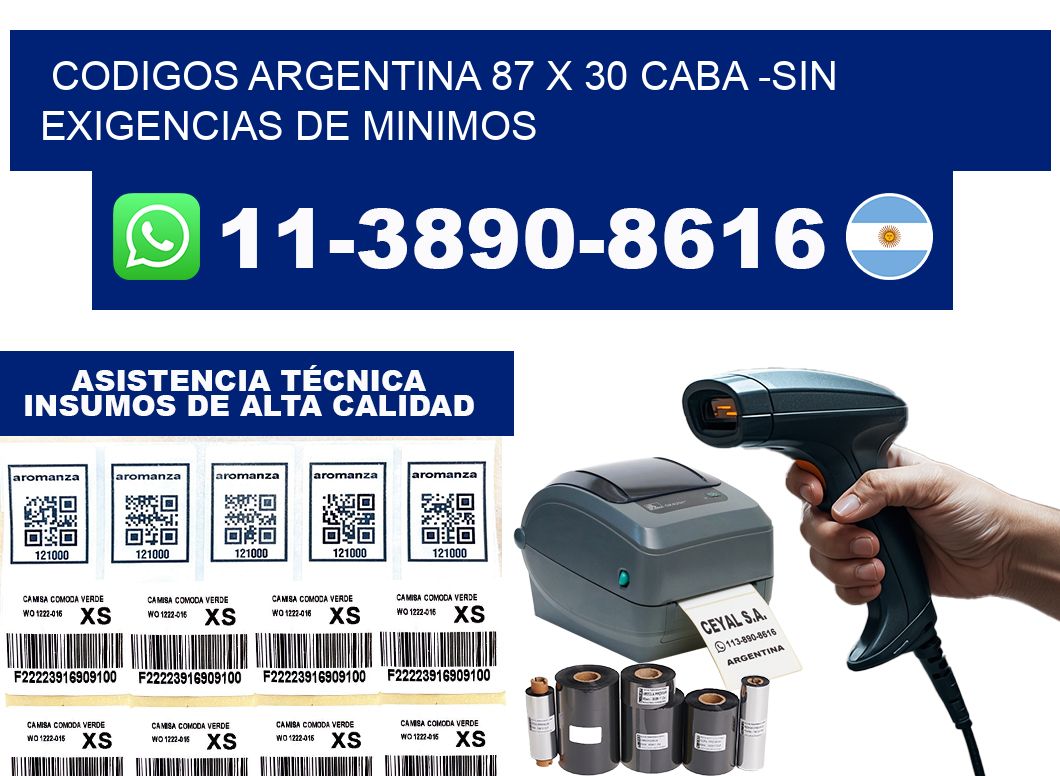 codigos Argentina 87 x 30 CABA -Sin exigencias de minimos
