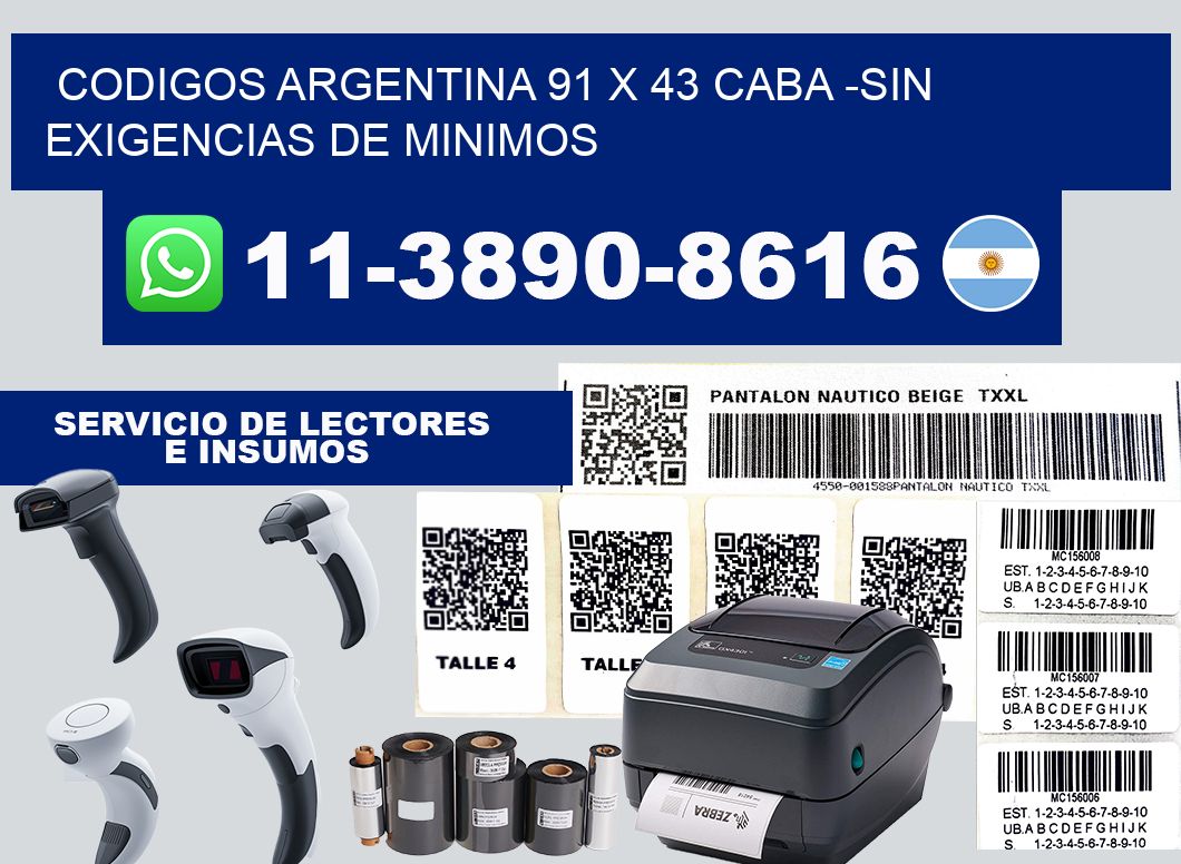 codigos Argentina 91 x 43 CABA -Sin exigencias de minimos