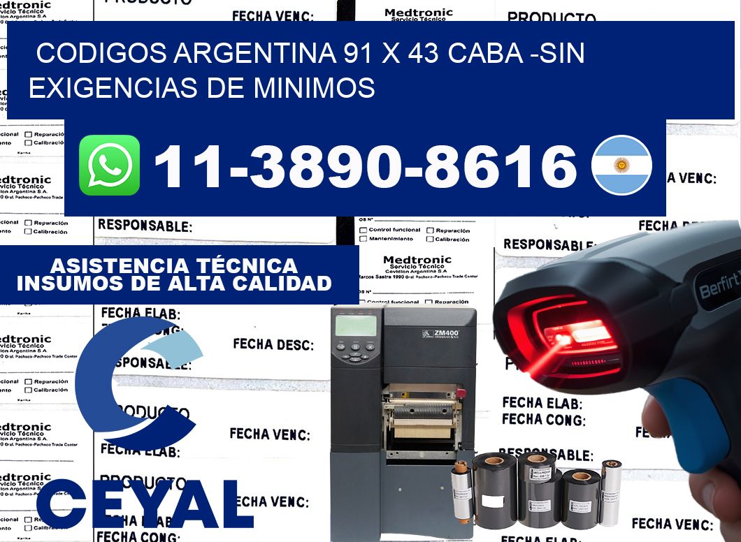 codigos Argentina 91 x 43 CABA -Sin exigencias de minimos