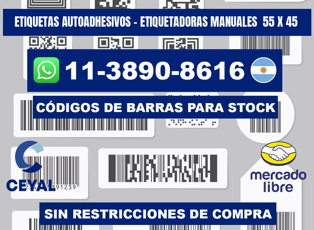 etiquetas autoadhesivos - Etiquetadoras Manuales  55 x 45