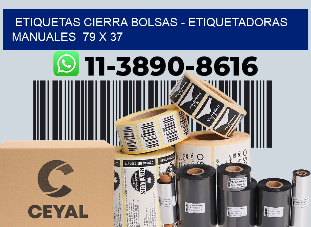 etiquetas cierra bolsas - Etiquetadoras Manuales  79 x 37