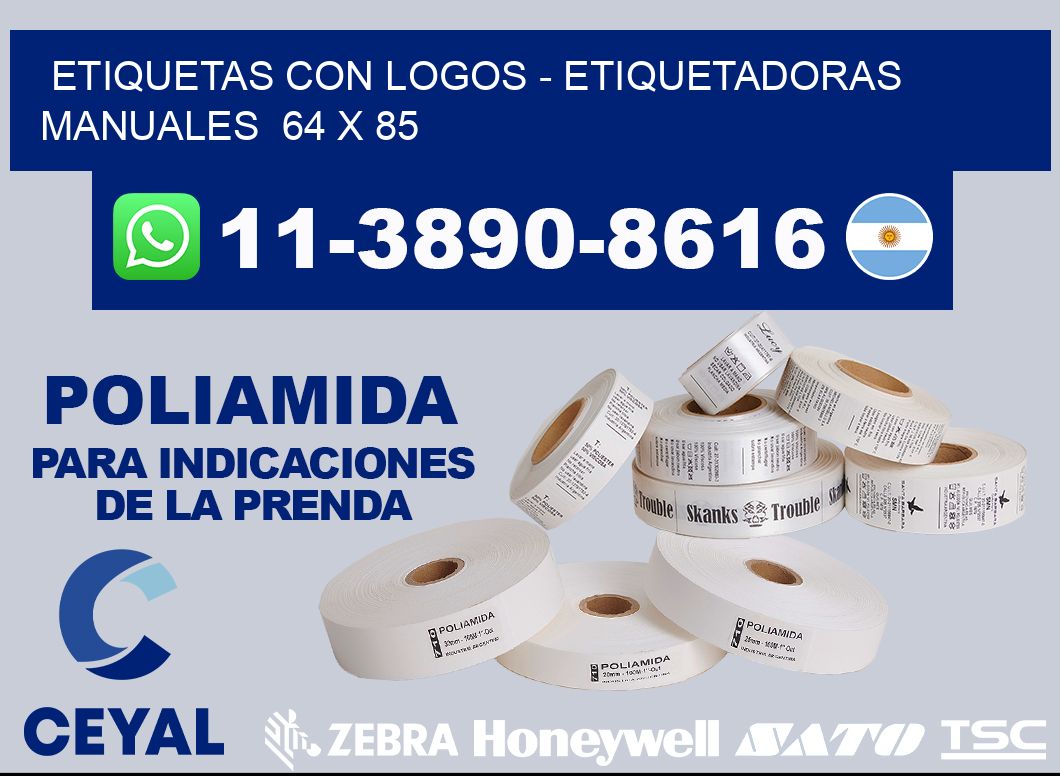 etiquetas con logos - Etiquetadoras Manuales  64 x 85
