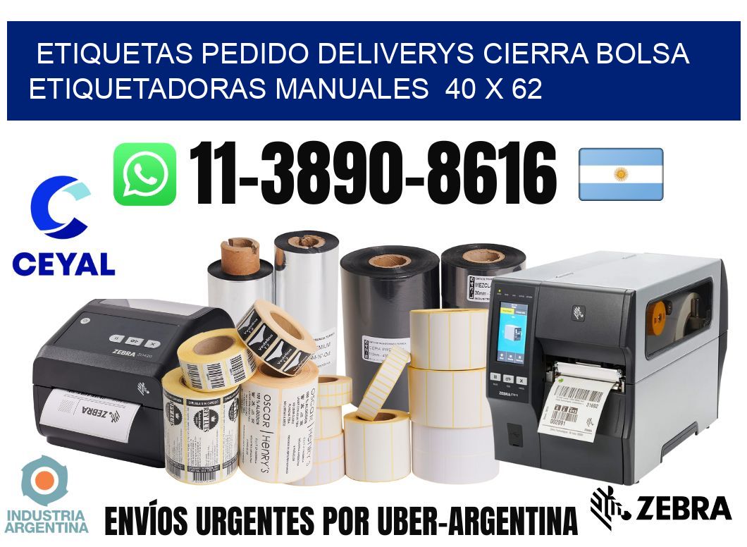 etiquetas pedido deliverys cierra bolsa  Etiquetadoras Manuales  40 x 62