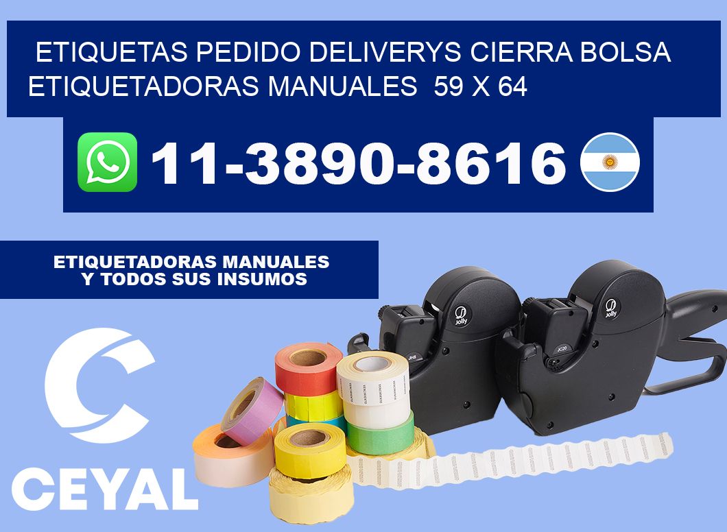 etiquetas pedido deliverys cierra bolsa  Etiquetadoras Manuales  59 x 64