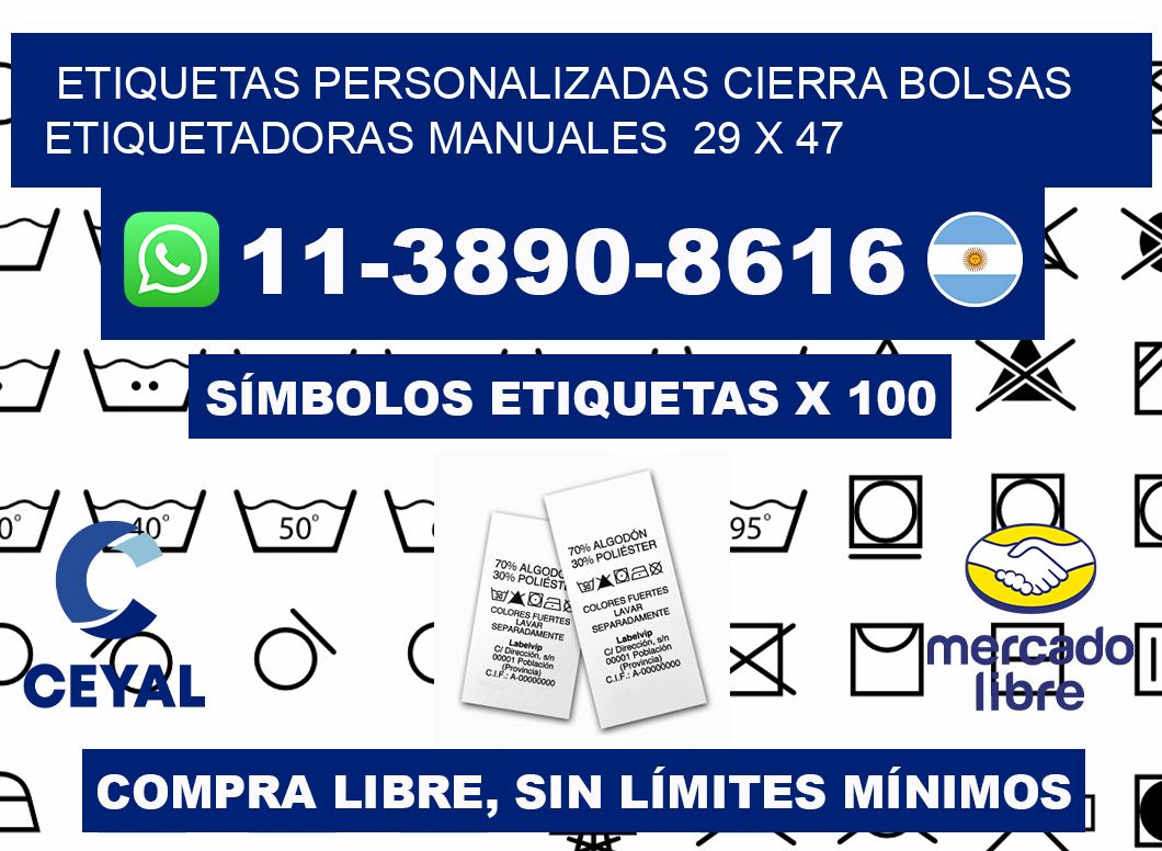 etiquetas personalizadas cierra bolsas  Etiquetadoras Manuales  29 x 47