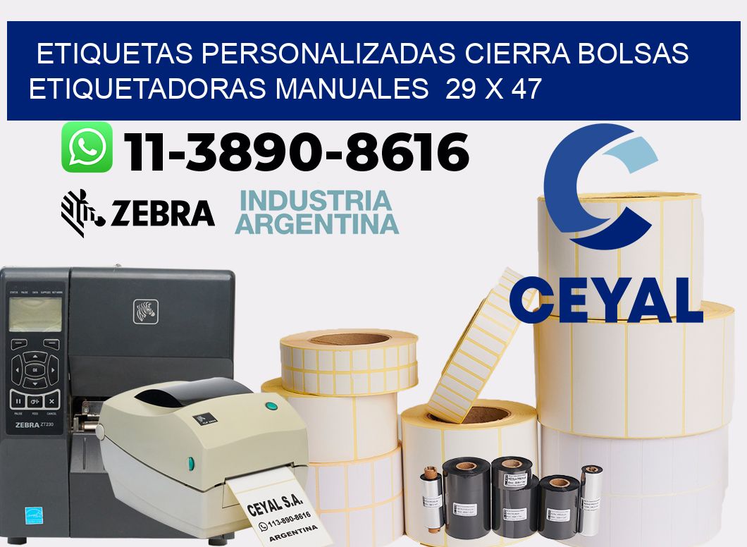 etiquetas personalizadas cierra bolsas  Etiquetadoras Manuales  29 x 47