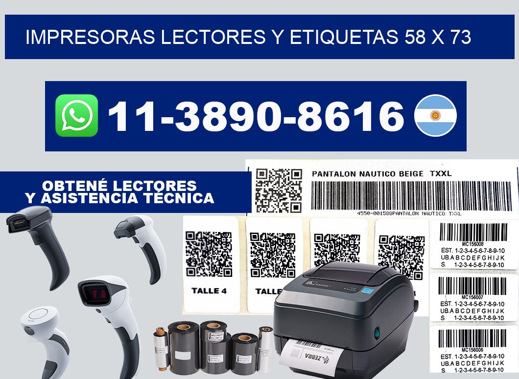 impresoras lectores y etiquetas 58 x 73
