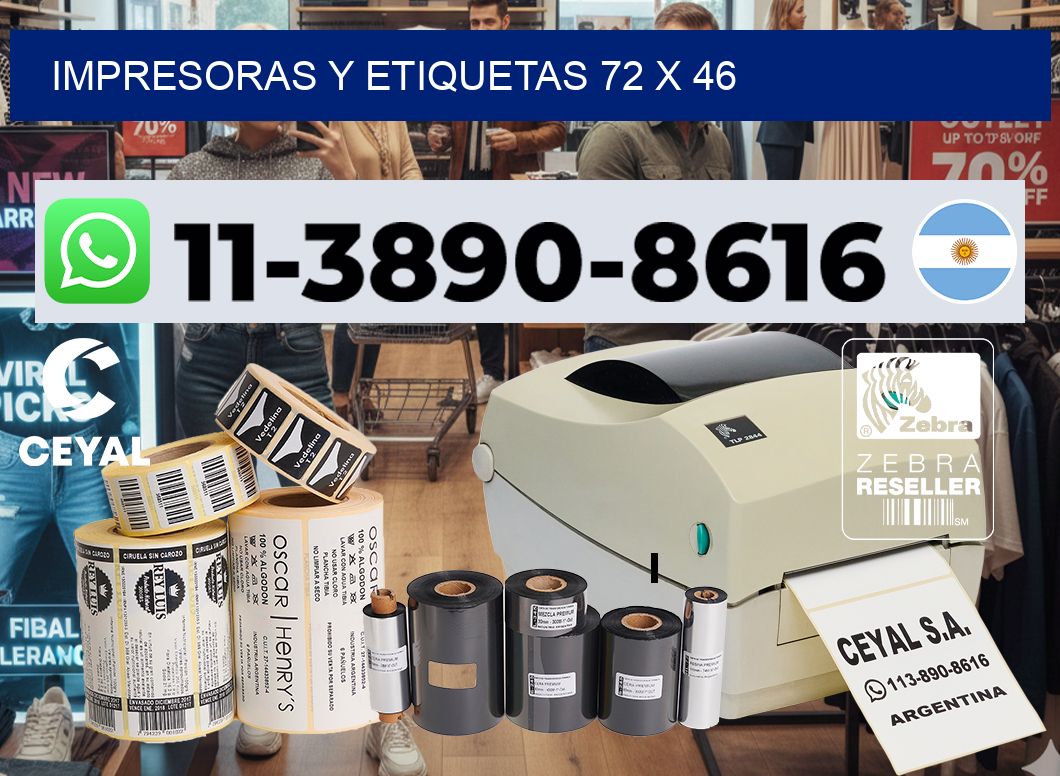 impresoras y etiquetas 72 x 46