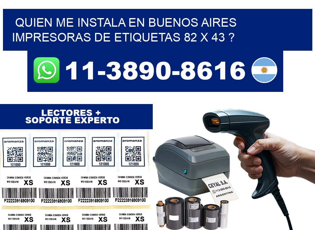 quien me instala en buenos aires impresoras de etiquetas 82 x 43 ?