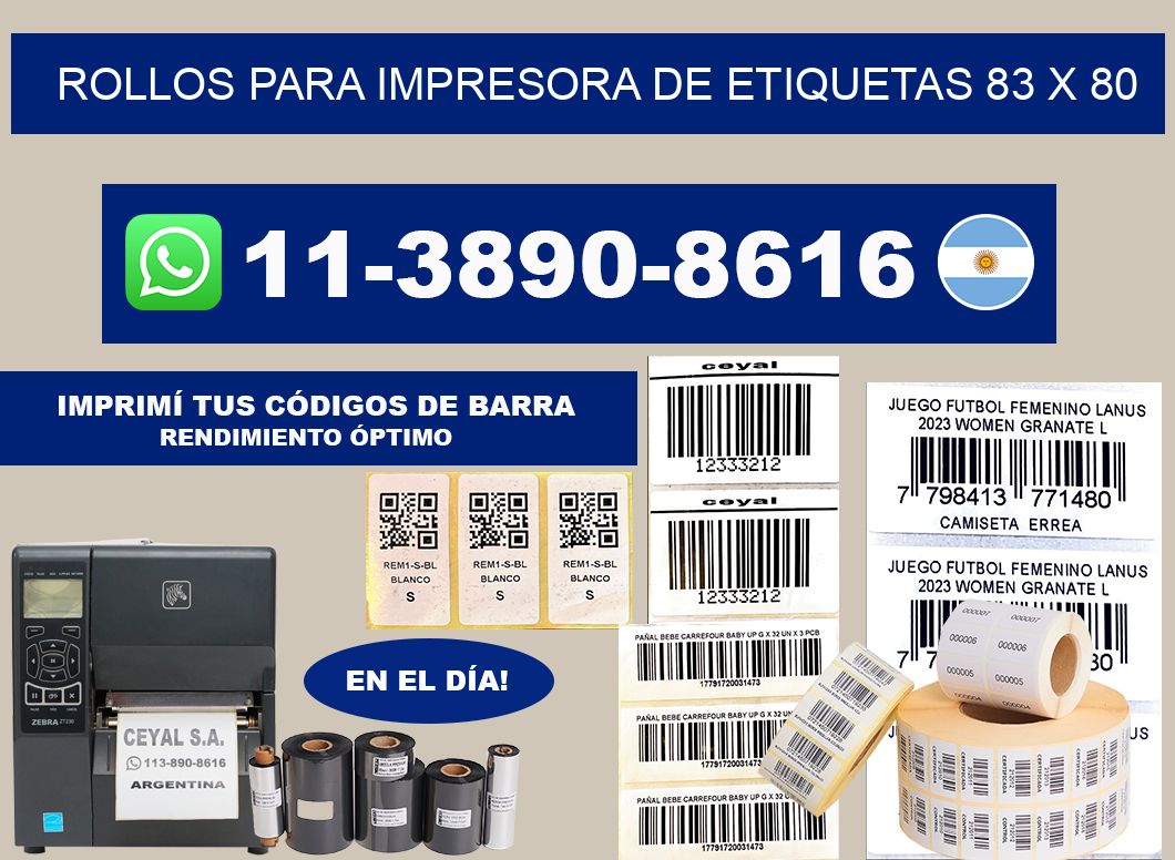 rollos para impresora de etiquetas 83 x 80