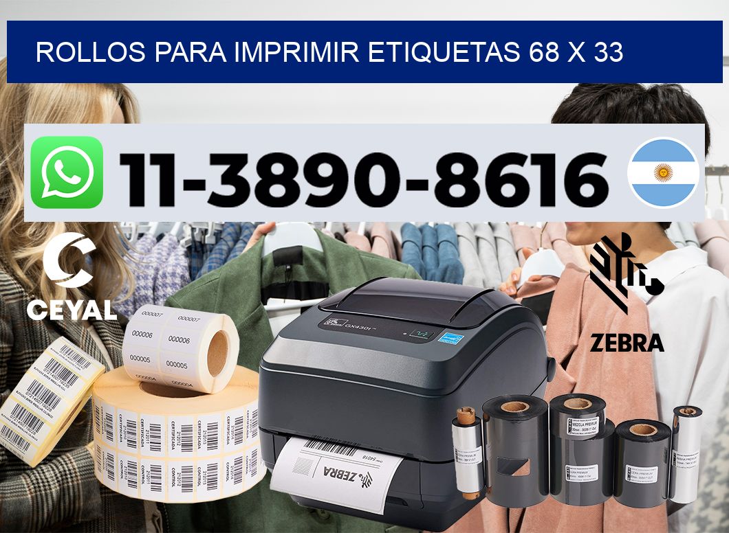 rollos para imprimir etiquetas 68 x 33