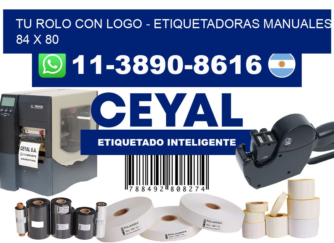 tu rolo con logo - Etiquetadoras Manuales  84 x 80