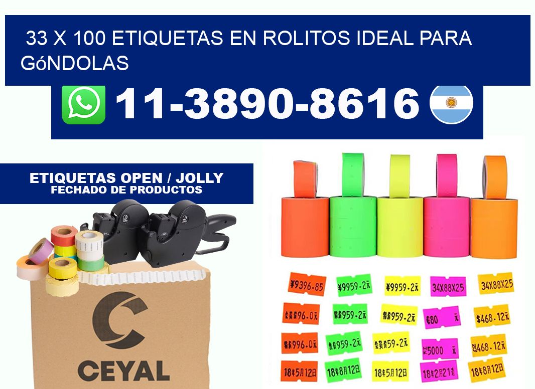 33 x 100 etiquetas en rolitos ideal para góndolas