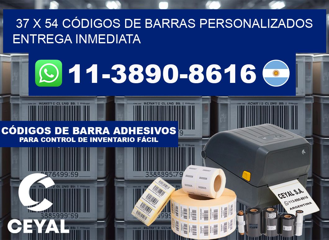 37 x 54 CÓDIGOS DE BARRAS PERSONALIZADOS ENTREGA INMEDIATA