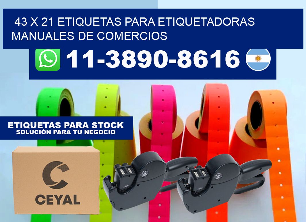 43 x 21 etiquetas para etiquetadoras manuales de comercios