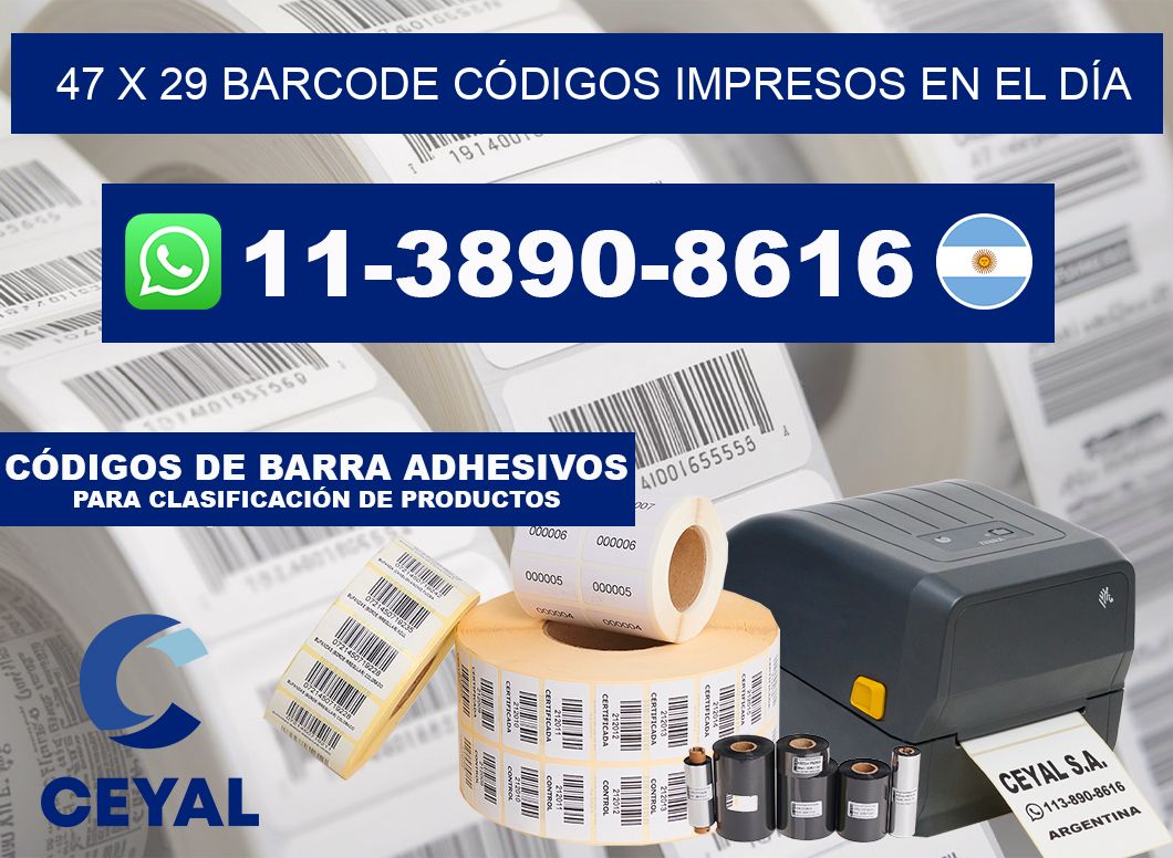 47 x 29 BARCODE CÓDIGOS IMPRESOS EN EL DÍA
