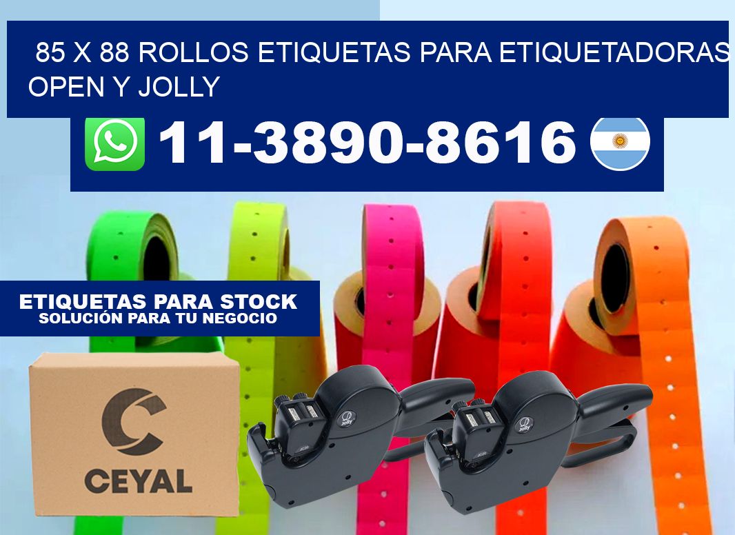 85 x 88 Rollos etiquetas para etiquetadoras open y jolly