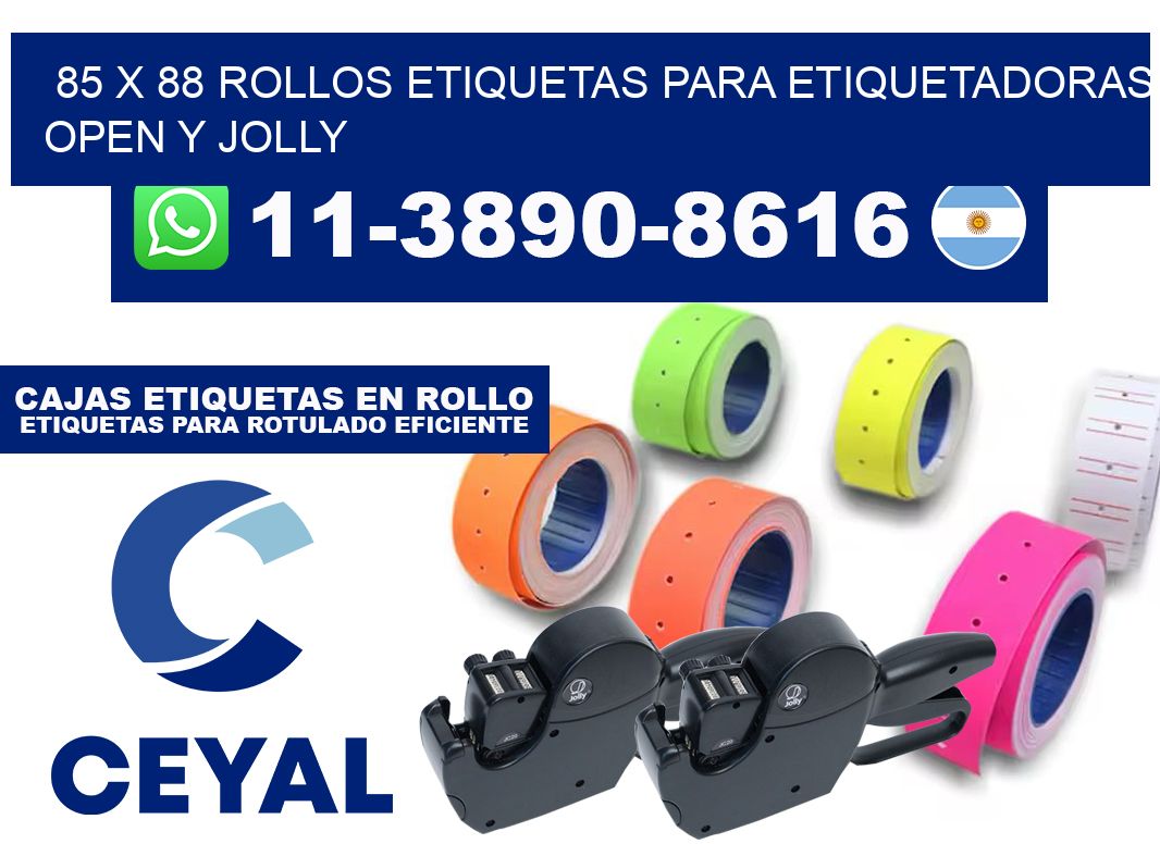 85 x 88 Rollos etiquetas para etiquetadoras open y jolly