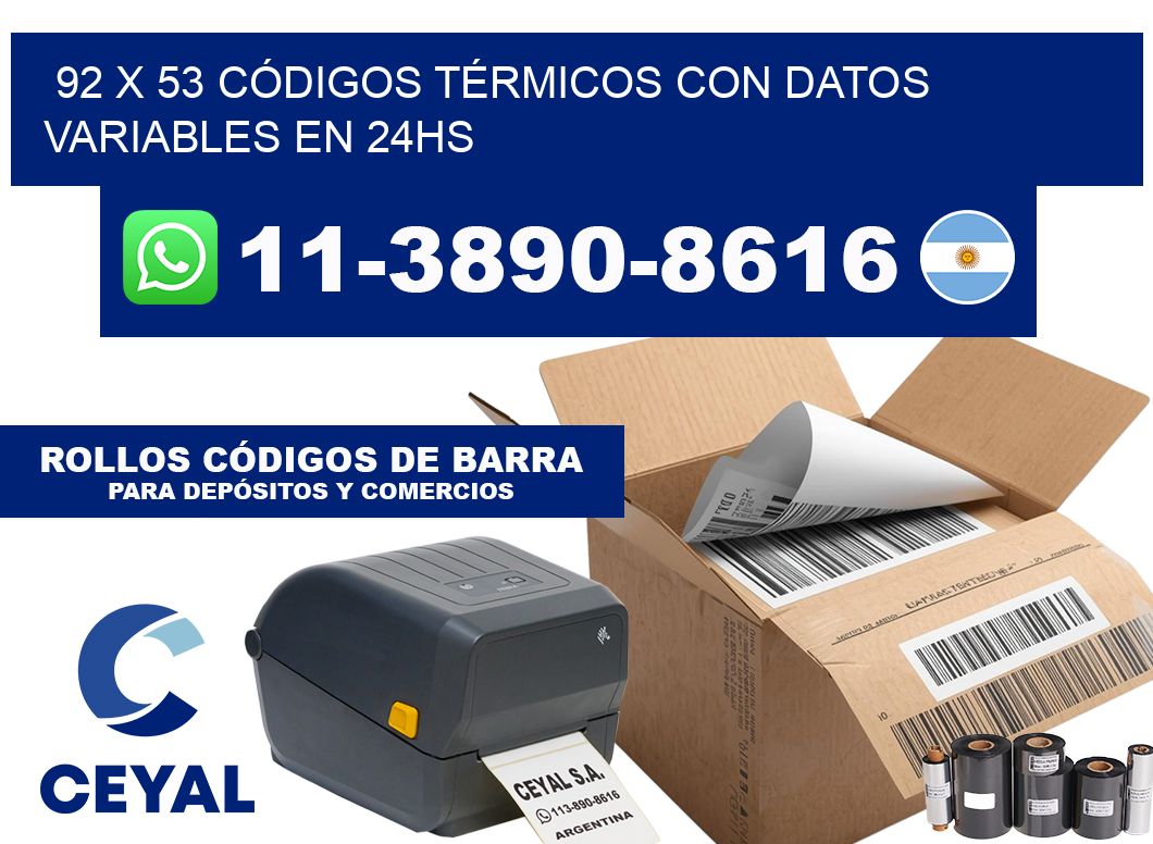 92 x 53 CÓDIGOS TÉRMICOS CON DATOS VARIABLES EN 24HS