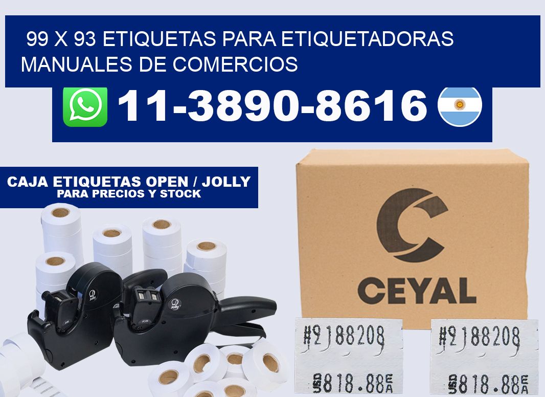 99 x 93 etiquetas para etiquetadoras manuales de comercios