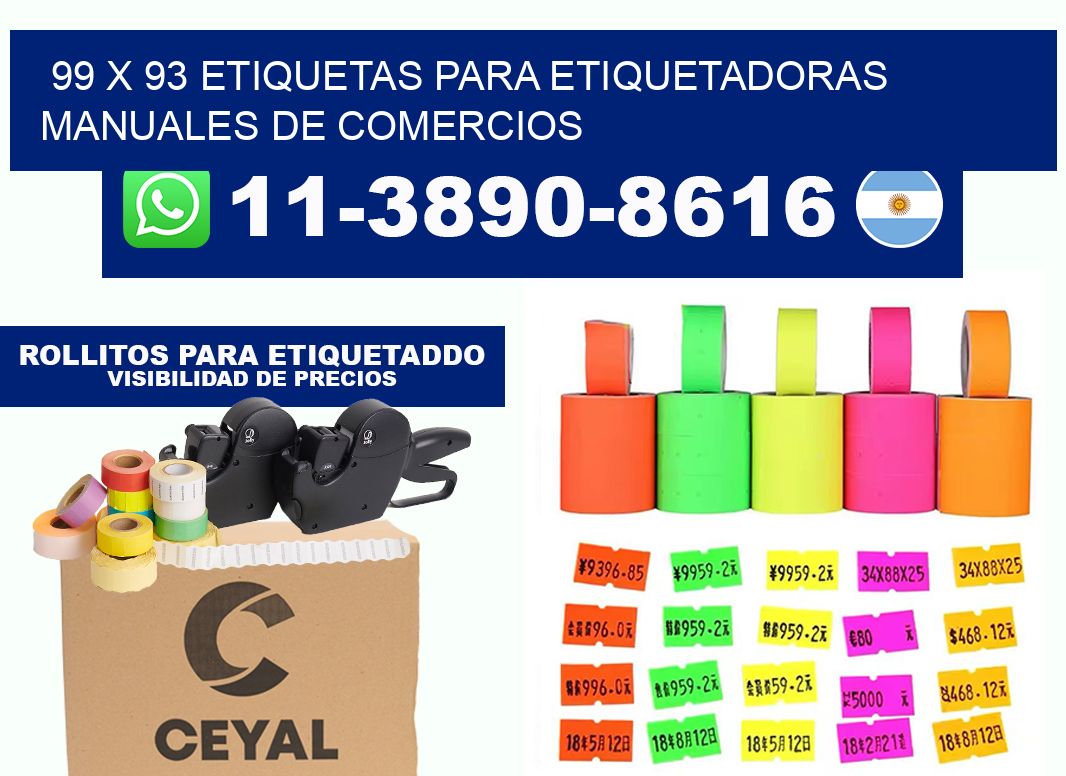 99 x 93 etiquetas para etiquetadoras manuales de comercios