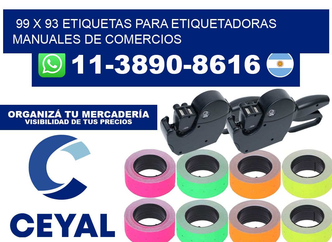 99 x 93 etiquetas para etiquetadoras manuales de comercios