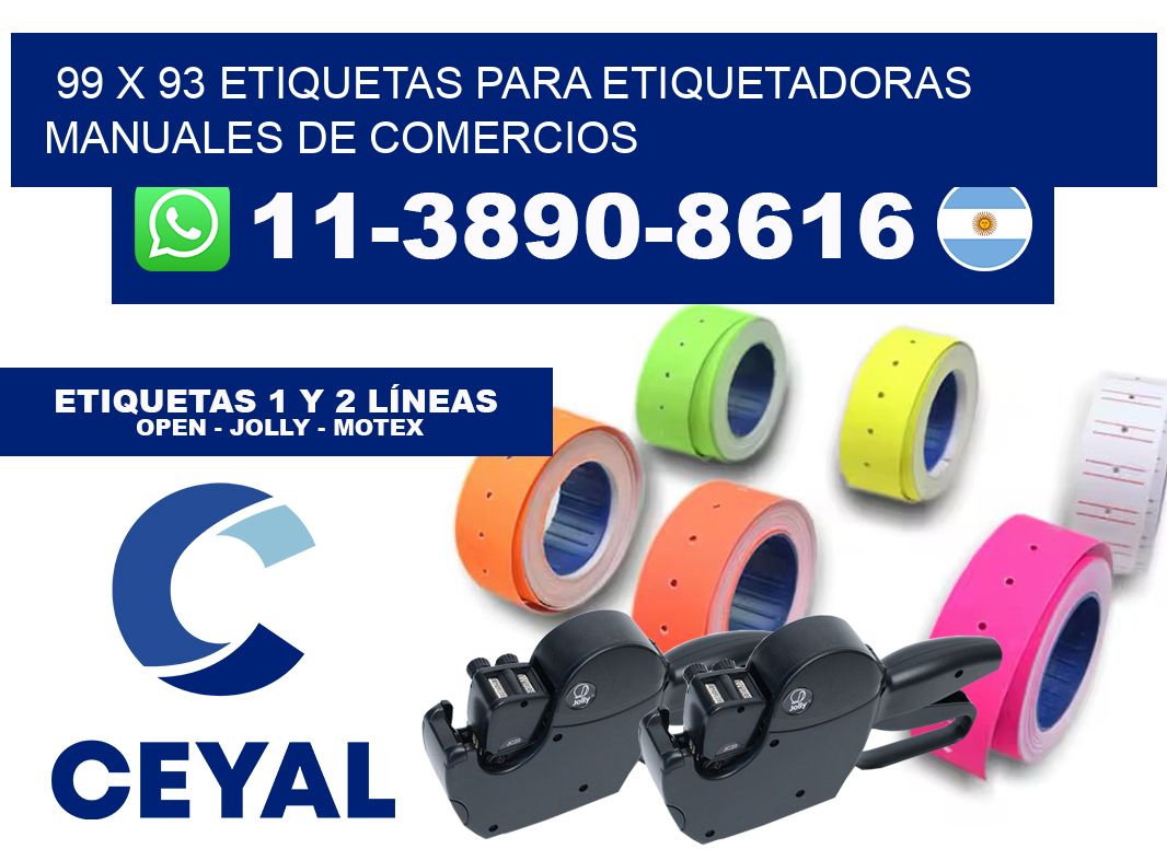 99 x 93 etiquetas para etiquetadoras manuales de comercios