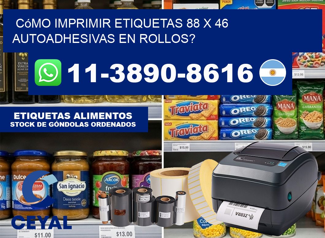 Cómo imprimir etiquetas 88 x 46 autoadhesivas en rollos?