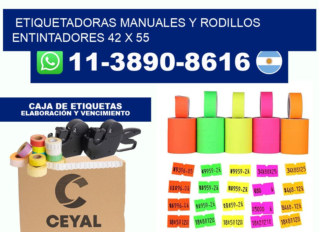 Etiquetadoras manuales y rodillos entintadores 42 x 55