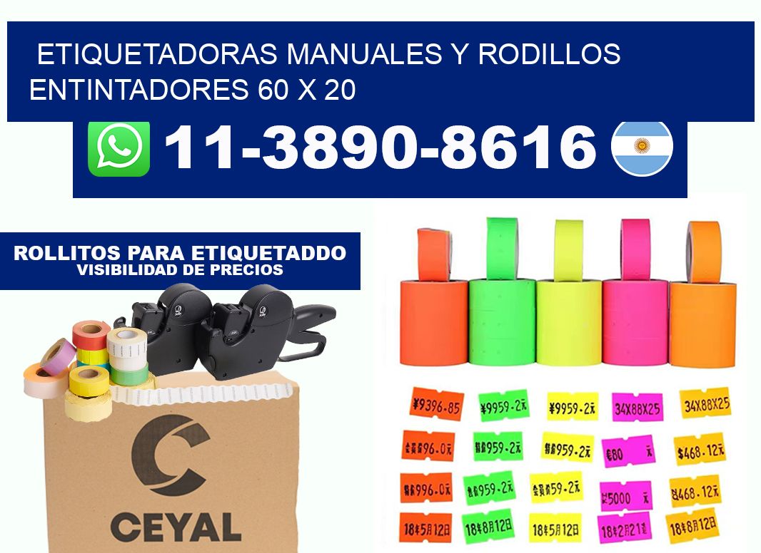 Etiquetadoras manuales y rodillos entintadores 60 x 20