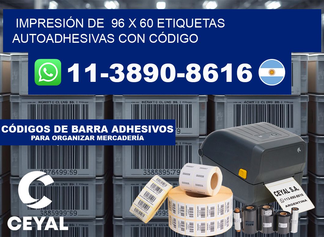 IMPRESIÓN DE  96 x 60 ETIQUETAS AUTOADHESIVAS CON CÓDIGO