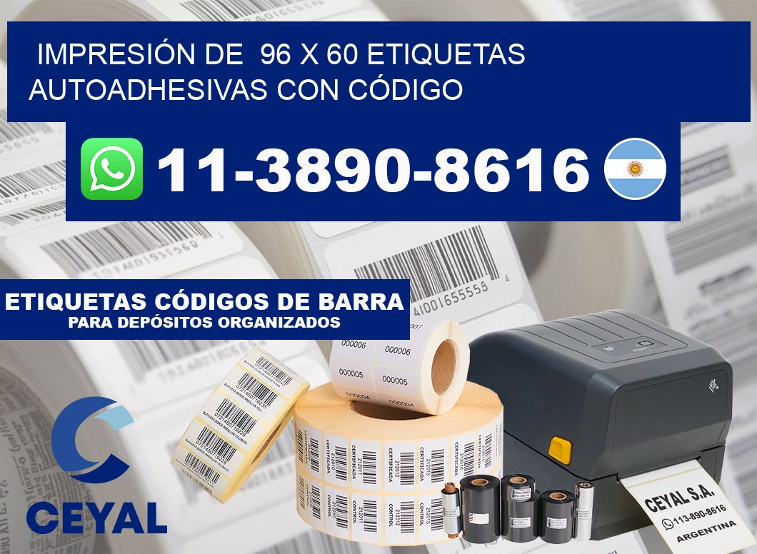 IMPRESIÓN DE  96 x 60 ETIQUETAS AUTOADHESIVAS CON CÓDIGO